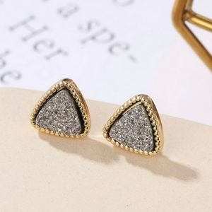 Stunning Silver Druzy Stud Earrings
